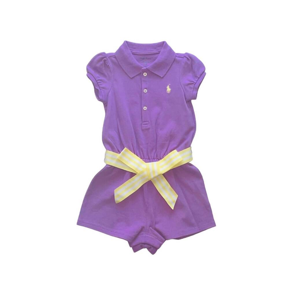 NEW RALPH LAUREN girl's stretch mesh romper in purple